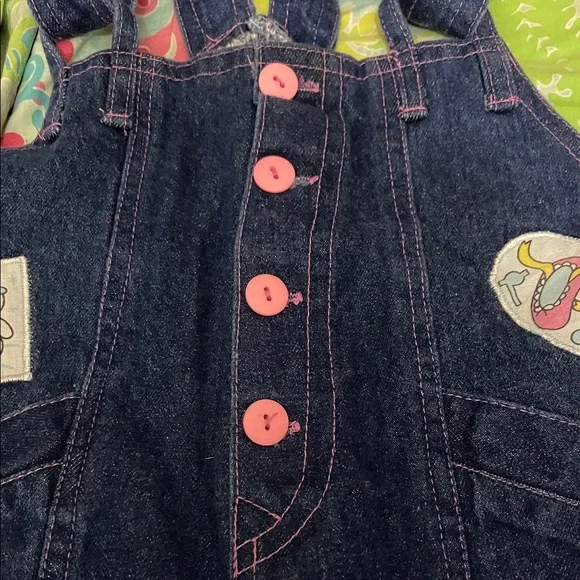 Vintage Denim Overalls with Patches - Picture 3 of 12
